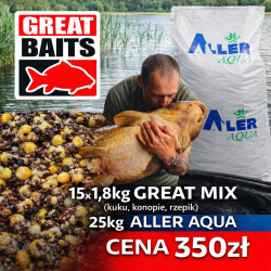 GREAT MIX - kukurydza, konopie, rzepik - 15x1,8kg + 25kg ALLER AQUA